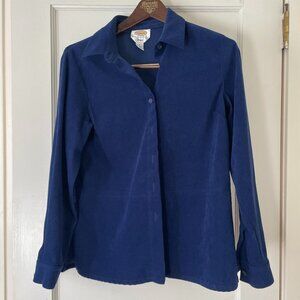 Talbots Tan Faux Suede Stretch Shirt. Size S. Navy Good condition.